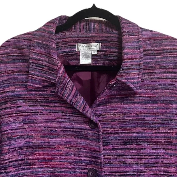 Coldwater Creek Blazer Jacket Size CL Purple Striped Textured Work Career - Picture 2 of 6